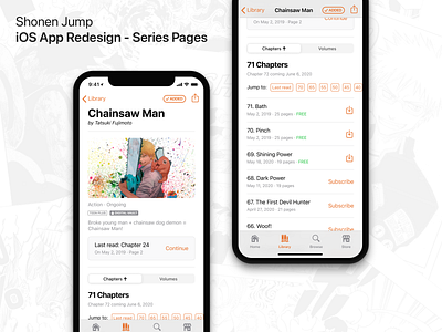 Shonen Jump App - Series Screen (Chapters) Concept