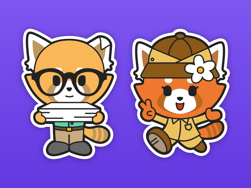 Kaz and Ana red panda character design mascot sticker panda