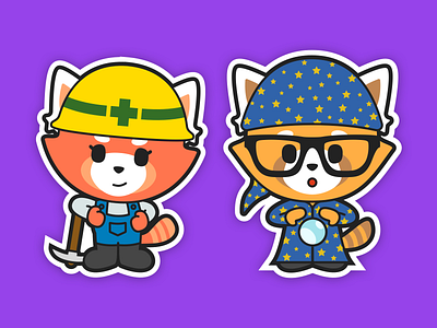 Mina and Otto character design mascot panda red panda sticker