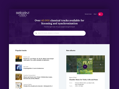Classical music platform branding classic licensing music ui ux visual design webdesign website