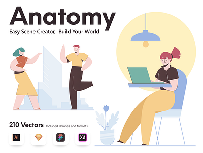 Anatomy illustrations Builder character creative design illustration illustrations people scene scene creator ui design vector website illustration