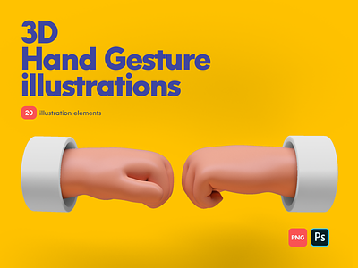 Hand gestures 3d illustrations