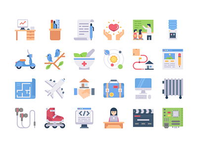Flat icons Vol 5 blueprint business color colorful commercial creative education flat icons map science simplified soft icons web icons