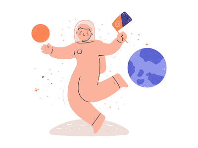 Space exploration illustration astronaut character discovery explore hand drawn illustration space spaceman