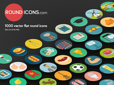 1000 Flat Vector Icons Set clean colorful flat icon icons iconset illustration minimal round set simple vector