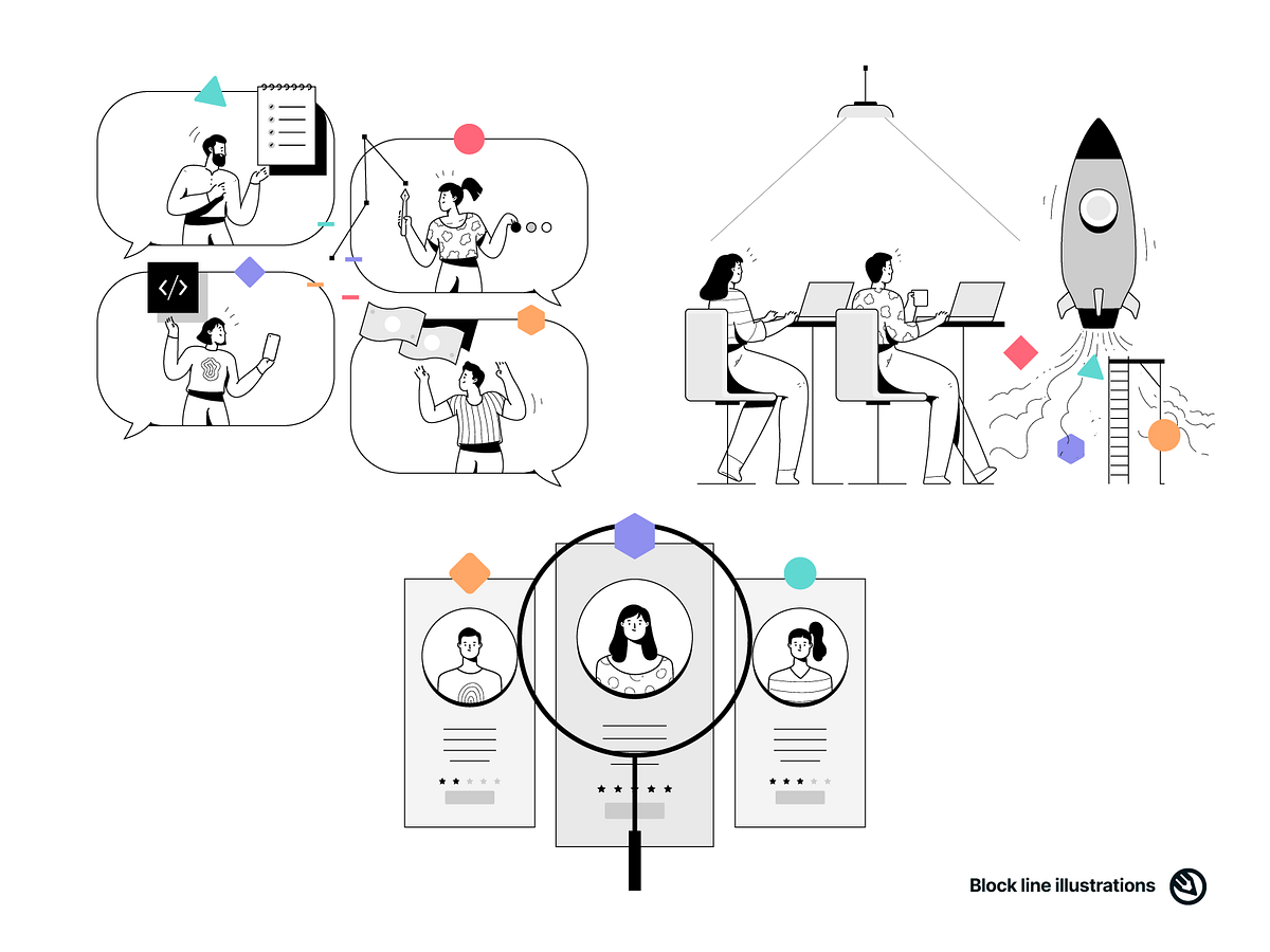 Block line illustrations by Ramy Wafaa on Dribbble