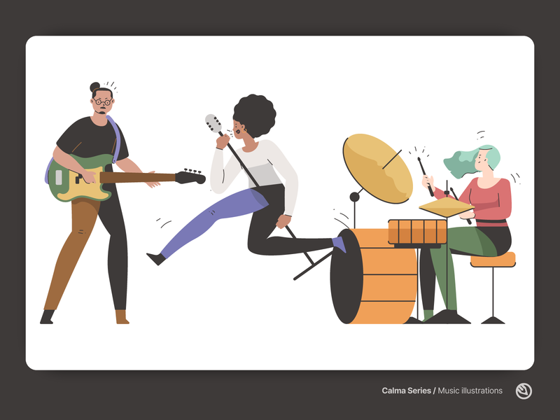 Music illustrations band concert design drummer figma flat guitar illustration illustrator music music art music player musician singer song svg vector