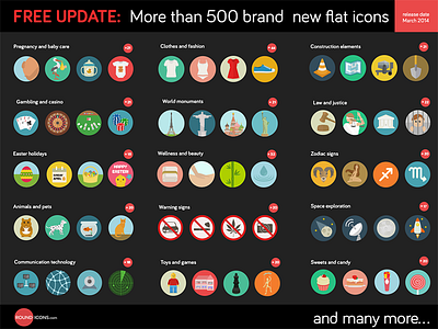 500 Flat Icons Free Update