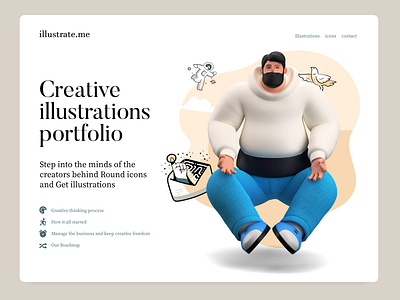 Illustrations Website UI 3d character creative design icons illustration meditate mockup portfolio web website