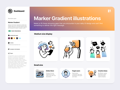 Marker gradient illustrations Pack branding gradient icon icons illustration illustrations landing page line outline small ui ux vector website