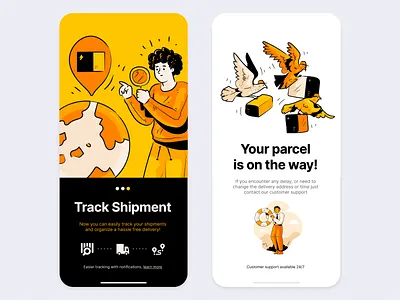 Outline illustration Shipping app UI app delivery getillustrations illustrations illustrations／ui login screen logistics monochrome outline outline icons outlines parcel shipping tracking