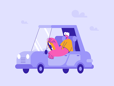 Bold illustrations Car bold character colorful flat health illustration landing location outline scooter screen success transportation