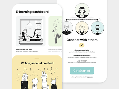Checkers illustrations elearning app app avatar black and white download getillustrations help illustration illustrations illustrator learning mockup outline screen success support team ui ux vector