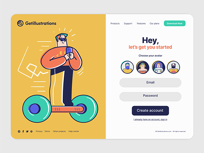 User account page illustrations