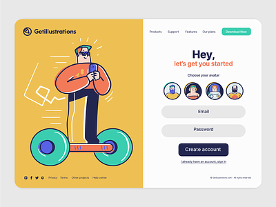 User account page illustrations avatar design flat form icons illustration illustrations login people ui user vector website