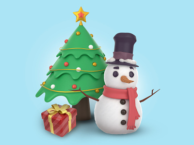 3D Christmas illustrations 3d blender christmas design download icon icons illustration santa snow snowman tree ui web illustration winter x mas xmas