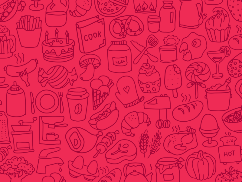 Hand Doodle Food Icons Pattern colourful doodle food hand drawn icons illustrations pattern