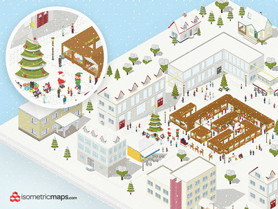 Isometric Maps Christmas builder christmas city creative isometric map sim snowing vector xmas