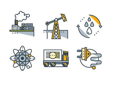 Funline Icons- Industrial Icons pack crates electricity factory flat icons industrial line nuclear oil outline rig truck