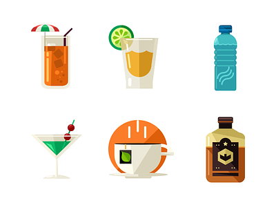 Drinks and Beverage Flat Icons