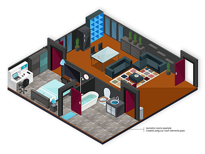 Isometric Room Builder ai bed builder detailed isometric maps psd room svg vector