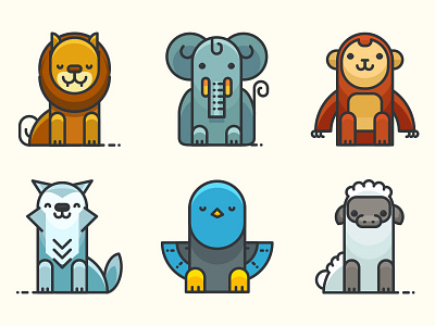 Animals Filled Outline Icons Set