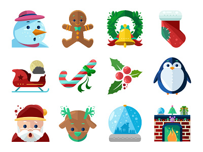 Christmas Flat Icons christmas color flat icon icons pack rudolf santa vector xmas