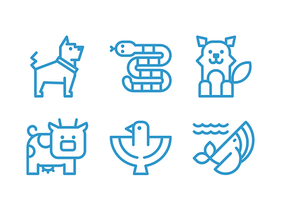 Animals And Pets Line Icons animals bird cow fox icon set icons line outline pets snake whale