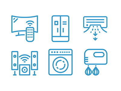 Home Appliance Line Icons air condition appliance fridge home icon set icons line speakers tv washing machine