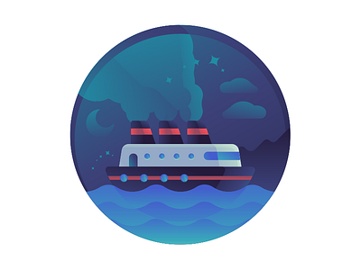 Ship Gradient Flat Icon