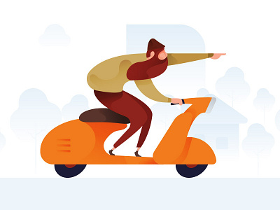 Scooter Man Illustration banner bike color hipster illustration man race scooter ui vector