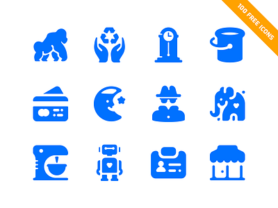 100 Free Solid Icons avatar blue download free icon icons pack set solid vector