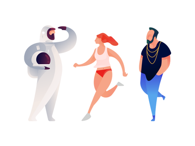 Curvy Gradient Avatars astronaut avatar hipster icon icons illustrations people runner spaceman vector
