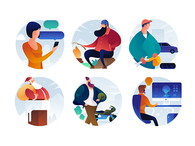 People Icons avatar color gradient illustration occupations people round vector