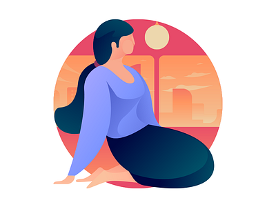 City Girl Gradient Icon city girl gradient icon illustration sitting vector woman