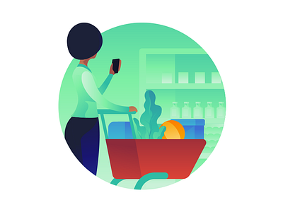 Woman Shopping Icon colors gradient grocery icon illustration shopping ui vector woman