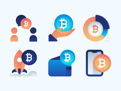 Bitcoin Icons bitcoin color gradient icon set icons illustrations ui vector