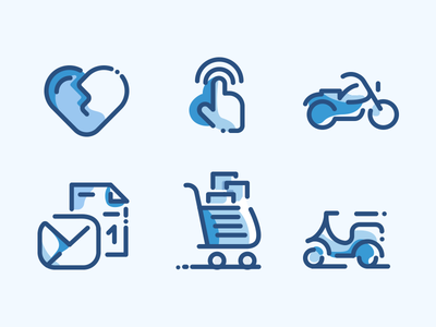Line Icons Duo Tone bike blue cart icon set icons line love mail message shopping tone touch