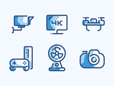 Electronic Devices Line Icons camera devices drone electronic fan game icons line screen set