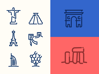 World Monuments Minimal Line Icons china dubai icons landmark line minimal monuments outline stroke world