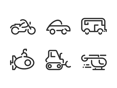 Transportation Minimal Line Icons bike car icons line minimal pack transportation vector website