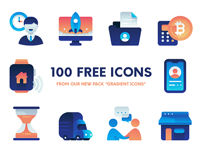 Gradient Icons Pack Freebie business download free freebie gradient icon icons pack set startup vector web