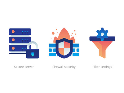 Internet Security Gradient Icons application filter firewall gradient gradient color icon icon set icons internet lock security ui website