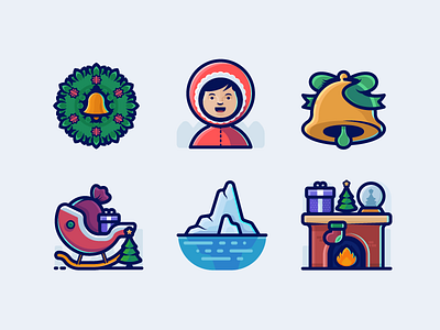 34 Winter And Christmas Icons Set