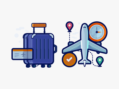 Travel Icons bag flat gradient icon pack icon set illustration luggage outline plane ticket travel ui vector web