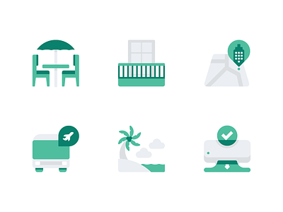 Hotel Facilities Accent Icons air conditioner beach dining flat hotel icon icon set icons map navigation shuttle vector website icons