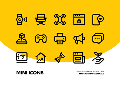 Mini Icons Pack icon icon set icons line minimal outline pixel perfect small stroke vector