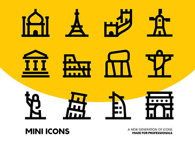 Minimal Travel Icon Set application bold figma icon icons iconset line minimal mouments outline stroke travel vector website world