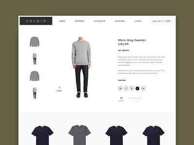 Product Page clothes design ecommerce mens minimal shop web design website