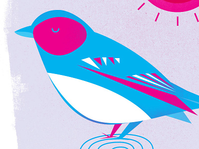 the bird is the word animal bird bright illustration line riso shape texture
